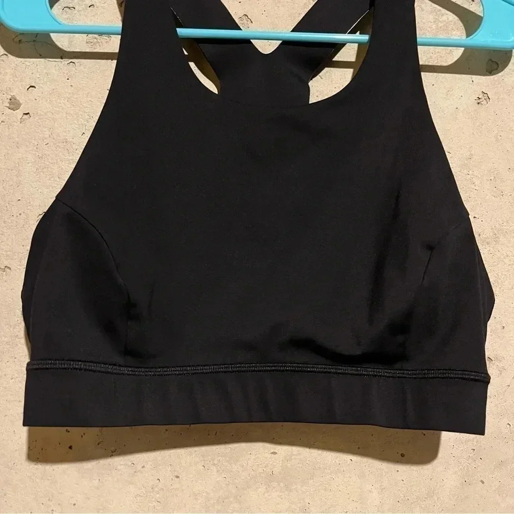 Lululemon Fast & Free Sports Bra Nulux Black Size 12 Unpadded Yoga W2AMIS